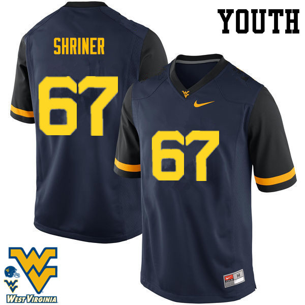 NCAA Youth Alec Shriner West Virginia Mountaineers Navy #67 Nike Stitched Football College Authentic Jersey CJ23Q54UX